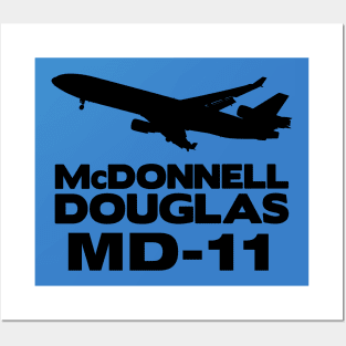 McDonnell Douglas MD-11 Silhouette Print (Black) Posters and Art